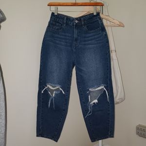 othermix high waisted navy blue ripped jeans